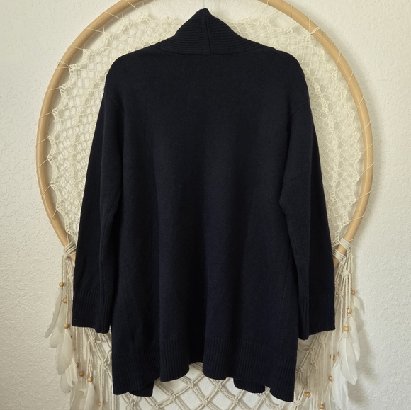 Banana Republc Wool Blend Navy Open Front Preppy Oversized Cardigan Sweater S - Picture 7 of 8